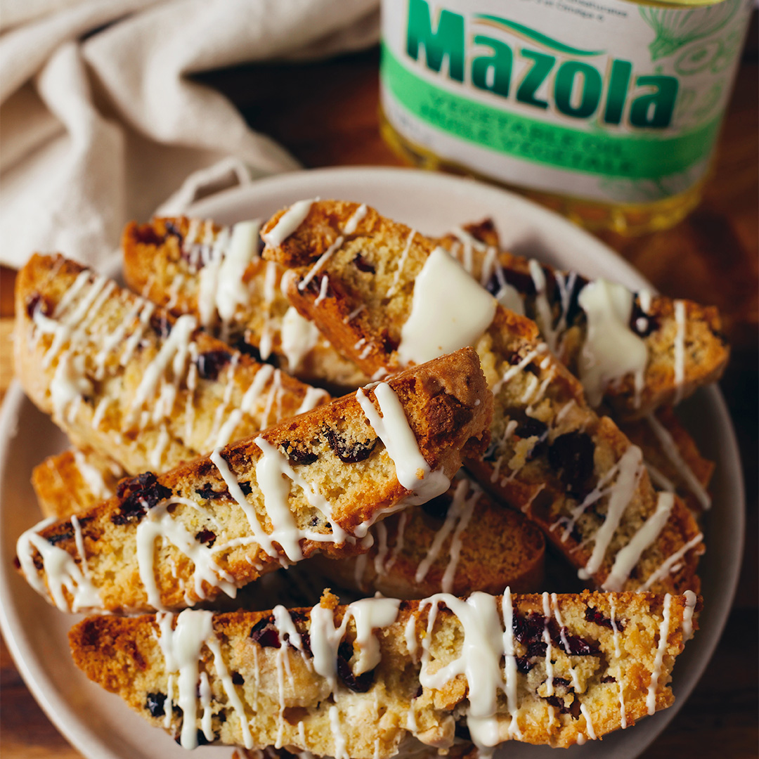 White Chocolate Cranberry Orange Biscotti - Mazola® Oils