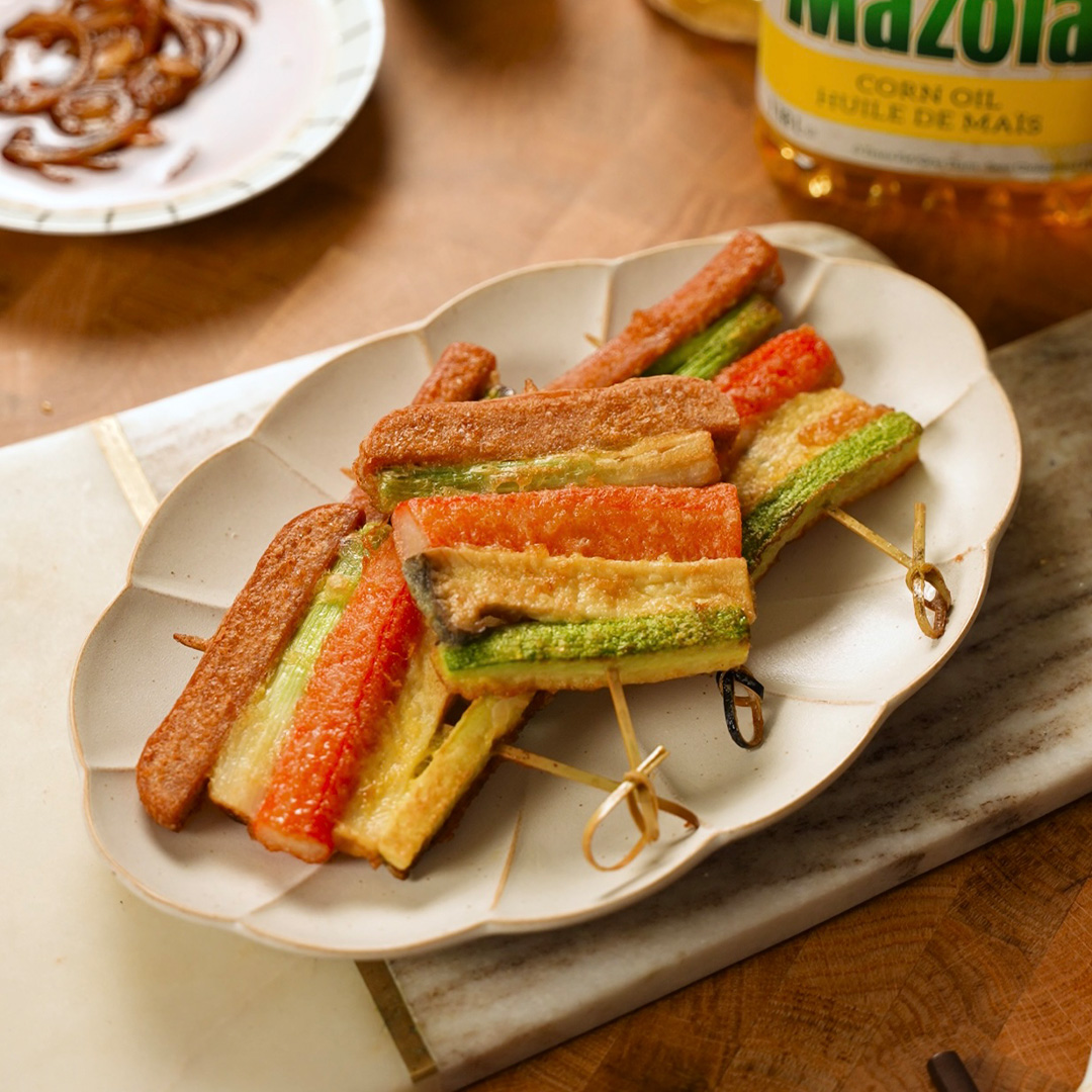 Sanjeok - Meat & Vegetable Skewer Pancake - Mazola® Oils